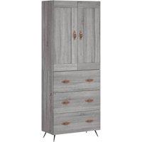 Berkfield Home Highboard Grey Sonoma 69.5x34x180 cm Engineered Wood