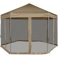 Berkfield Home Hexagonal Pop-Up Marquee with Sidewalls 3.6x3.1 m Taupe 220g/m