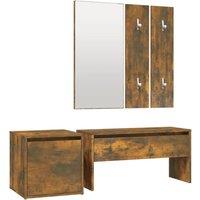 Berkfield Home Hallway Furniture Set Smoked Oak Engineered Wood in Brown