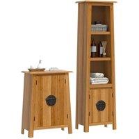 Berkfield Home Beautiful 2 Piece Bathroom Furniture Set Solid Wood Pine in Brown