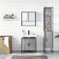 Berkfield Home Durable 3 Piece Bathroom Furniture Set Grey Sonoma Engineered Wood