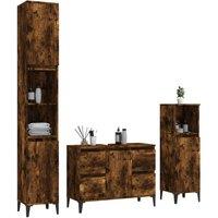 Berkfield Home Modern 3 Piece Bathroom Furniture Set Smoked Oak Engineered Wood in Brown