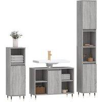 Berkfield Home Modern 3 Piece Bathroom Furniture Set Grey Sonoma Engineered Wood