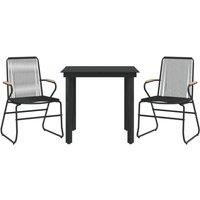 Berkfield Home Beautiful 3 Piece Garden Dining Set Black PVC Rattan