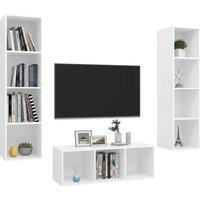 Berkfield Home Practical 3 Piece TV Cabinet Set White Engineered Wood