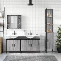 Berkfield Home Stylish 4 Piece Bathroom Cabinet Set Grey Sonoma Engineered Wood