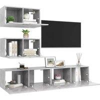 Berkfield Home Modern 4 Piece TV Cabinet Set Concrete Grey Engineered Wood