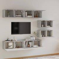 Berkfield Home Classic 6 Piece TV Cabinet Set Concrete Grey Engineered Wood