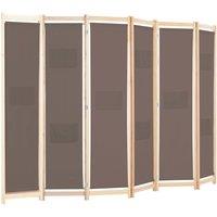 Berkfield Home Stylish 6-Panel Room Divider Brown 240x170x4 cm Fabric | Size: 240 x 170 x 4 cm