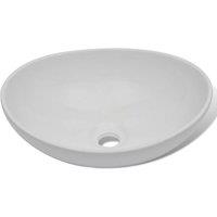 Berkfield Home Elegant Bathroom Basin with Mixer Tap Ceramic Oval White