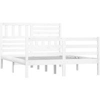 Berkfield Home Beautiful Bed Frame White 120x190 cm Small Double Solid Wood