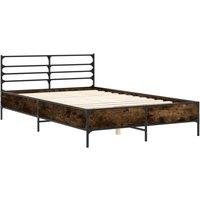 Berkfield Home Durable Bed Frame without Mattress Smoked Oak 120x200 cm in Brown | Size: Small Double
