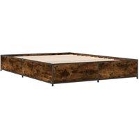 Berkfield Home Durable Bed Frame without Mattress Smoked Oak 135x190 cm Double in Brown