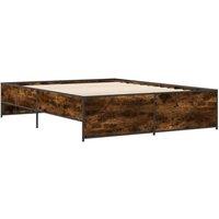 Berkfield Home Durable Bed Frame without Mattress Smoked Oak 150x200 cm King Size in Brown