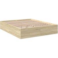 Berkfield Home Modern Bed Frame without Mattress Sonoma Oak 150x200 cm King Size in Light Tan
