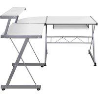Berkfield Home Durable Corner Computer Desk White 132x112x99 cm Engineered Wood | Size: 132 x 112 x 99 cm