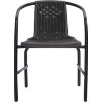 Berkfield Home Sturdy Garden Chairs 8 pcs Plastic Rattan & Steel 110 kg in Black
