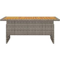 Berkfield Home Garden Table Grey 100x50x43/63 cm Solid Wood Acacia&Poly Rattan