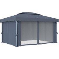 Berkfield Home Gazebo with Curtain 4x3 m Anthracite Aluminium in Dark Grey