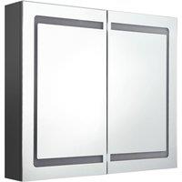 Berkfield Home LED Bathroom Mirror Cabinet Grey 80x12x68 cm | Size: 80 x 12 x 68 cm