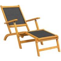 Berkfield Home Outdoor Deck Chairs 2 pcs Solid Wood Acacia & Textilene in Brown