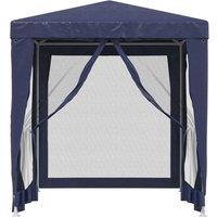 Berkfield Home Party Tent with 4 Mesh Sidewalls Blue 2x2 m HDPE
