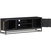 Berkfield Home TV Cabinet 120x30x40 cm Solid Mango Wood in Black | Size: 120 x 30 x 40 cm