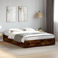 Berkfield Home Bed Frame without Mattress Smoked Oak 135x190 cm Double in Brown
