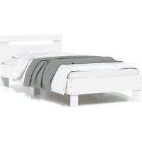 Berkfield Home Bed Frame with Headboard & LED Lights White 90x190 cm Single