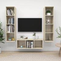 Berkfield Home 3 Piece TV Cabinet Set Sonoma Oak Engineered Wood in Brown