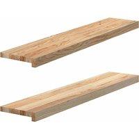 Berkfield Home Window Sills 2 pcs Untreated 100x20x2 cm Solid Wood Oak in Brown | Size: Medium