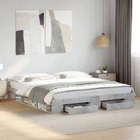 Berkfield Home Bed Frame with Drawers without Mattress Concrete Grey 180x200 cm Super King