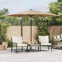 Berkfield Home Garden Parasol with LEDs & Steel Pole Brown 288x288x225 cm | Size: 288 x 288 x 225 cm