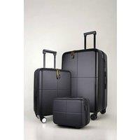 JLY 3 Piece Suitcase Set | Vanity Case + Cabin + Expandable Large Luggage in Black | Size: 3 Pack