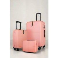 JLY 3 Piece Suitcase Set | Vanity Case + Cabin + Expandable Large Luggage in Peach | Size: 3 Pack