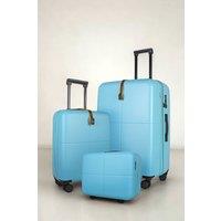 JLY 3 Piece Suitcase Set | Vanity Case + Cabin + Expandable Large Luggage in Aqua | Size: 3 Pack