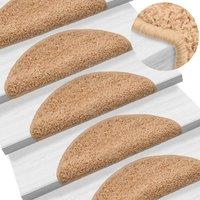 Berkfield Home Carpet Stair Treads 15 pcs Beige 56x17x3 cm | Size: Medium