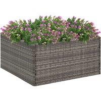 Berkfield Home Garden Planter Grey 80x80x40 cm Poly Rattan | Size: 80 x 80 x 40 cm