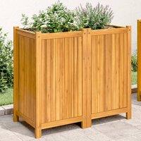 Berkfield Home Garden Planter with Liner 84x42x75 cm Solid Wood Acacia in Brown | Size: 84 x 42 x 75 cm