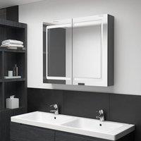 Berkfield Home LED Bathroom Mirror Cabinet Grey 80x12x68 cm | Size: 80 x 12 x 68 cm