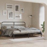 Berkfield Home Metal Bed Frame without Mattress with Headboard Black 200x200cm | Size: 200x200 cm