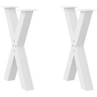 Berkfield Home Dining Table Legs X-Shaped 2 pcs White 50x(72-73) cm Steel