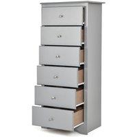 Costway Chest of Drawers Free Standing 6 Drawers Wooden Storage Cabinet W/ Metal Handles in Grey