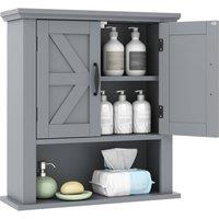 Costway Medicine Cabinet w/Doors Wall Mounted Bathroom Cabinet w/ Shelves in Grey
