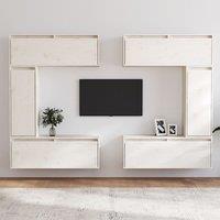 Berkfield Home TV Cabinets 6 pcs White Solid Wood Pine