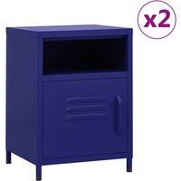 Berkfield Home Nightstands 2 pcs Navy Blue 35x35x51 cm Steel | Size: 35 x 35 x 51 cm
