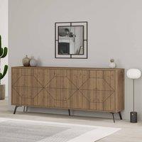 Decortie 6-Doors Push-to-open Doors Sideboard 'Dune' with Metal Legs 183cm in Brown | Size: 3 Pack