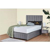 UK Bed Furniture Hamilton Divan Ottoman Storage Bed with End Lift & 54 Inch Headboard in Grey | Size: Single