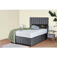 UK Bed Furniture Hamilton Divan Ottoman Storage Bed with End Lift & 54 Inch Headboard in Charcoal | Size: Single