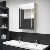 Berkfield Home LED Bathroom Mirror Cabinet White & Oak 50x13x70 cm | Size: 50 x 13 x 70 cm